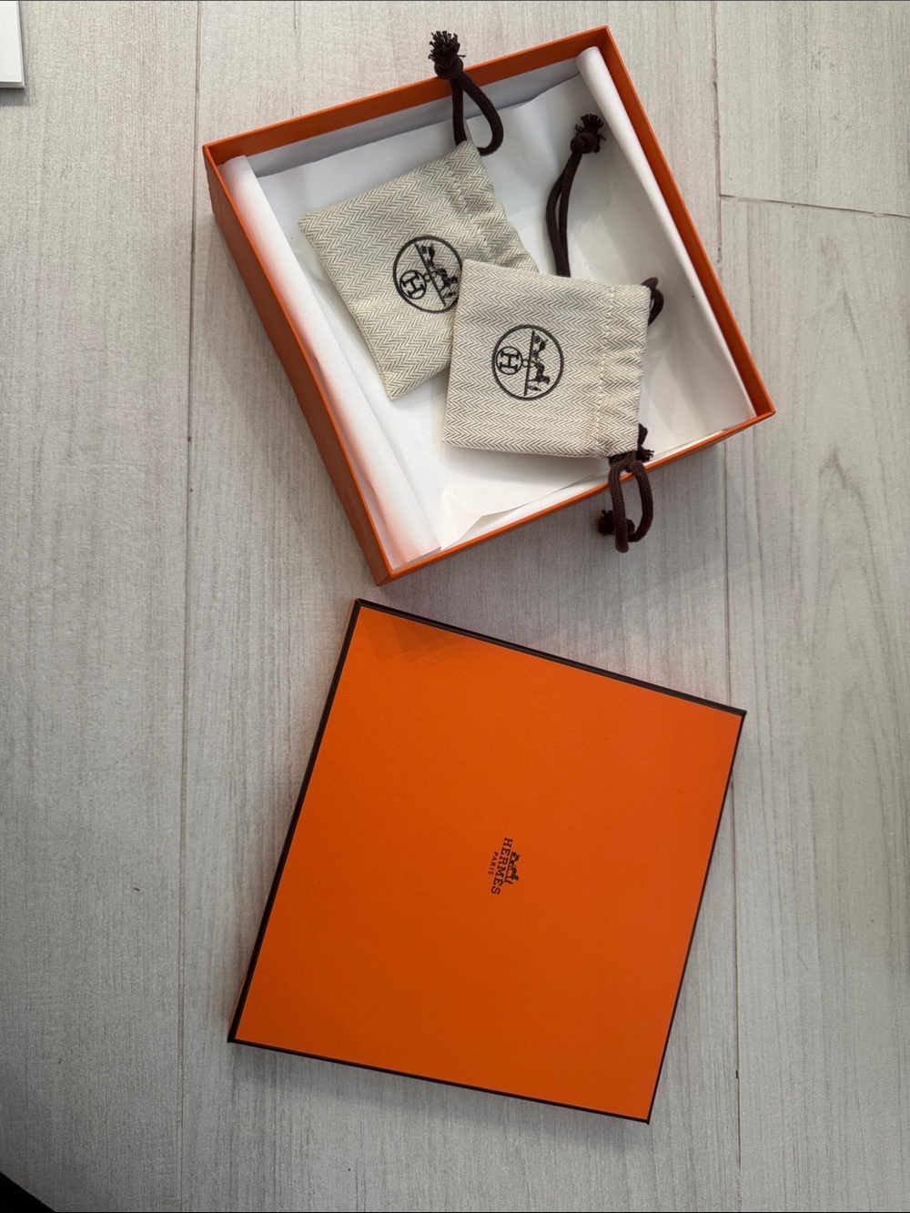 Hermes Orange Gift Box with Pouches (Authentic from men’s belt)